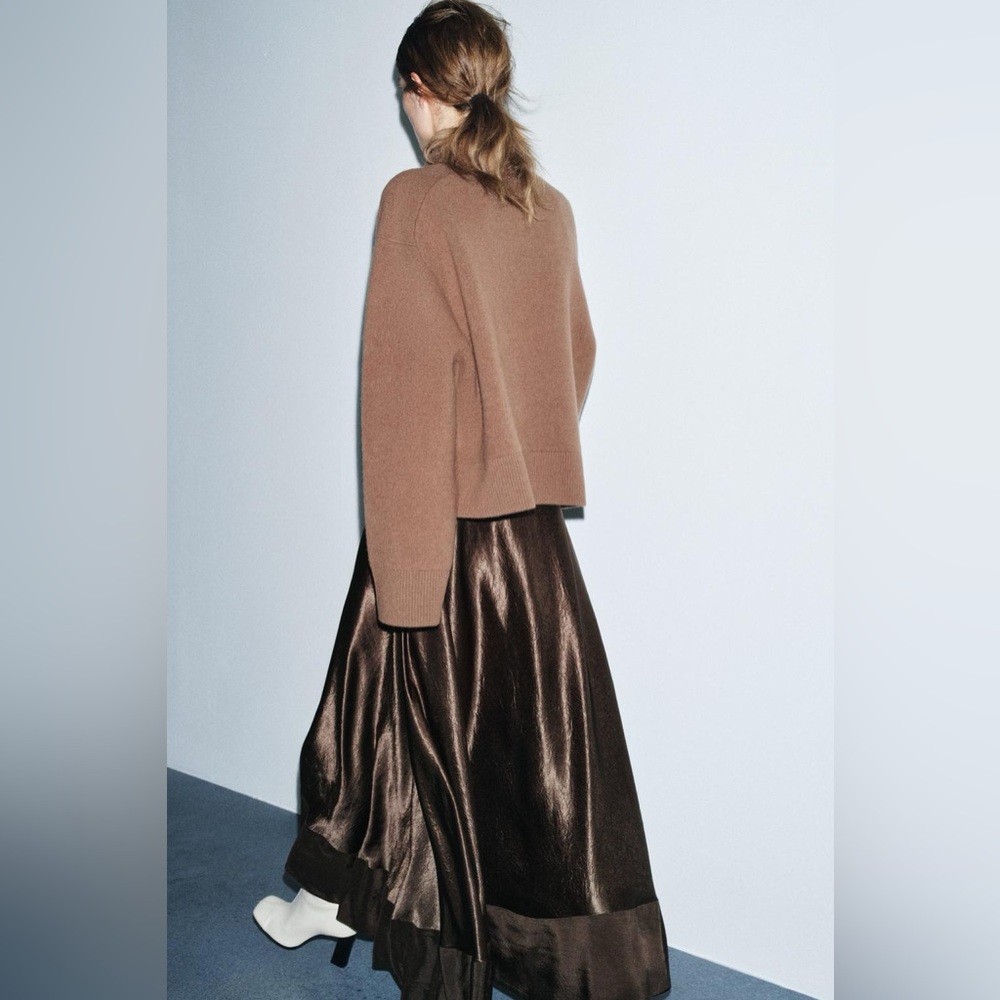 ZARA ZW COLLECTION LIMITED EDITION SATIN EFFECT MIDI SKIRT - Picture 5 of 10